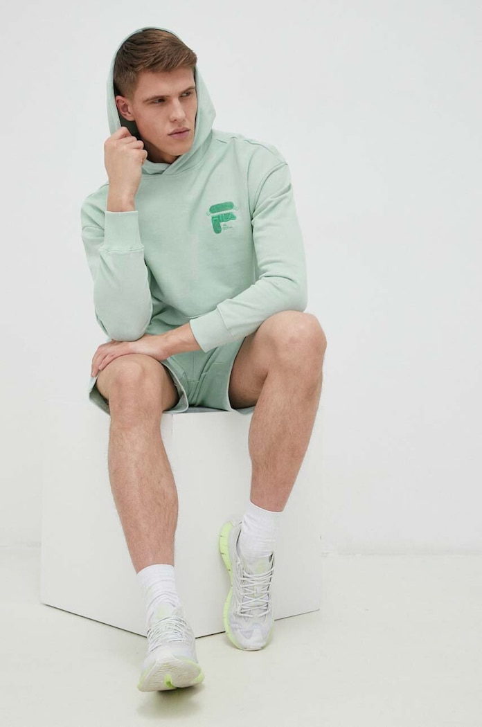 Fila bluza bawełniana nadruk turkusowy FAM0333