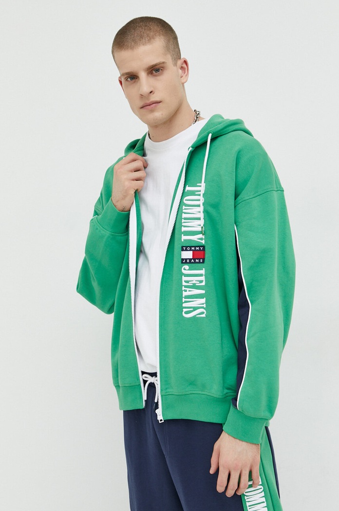 Mikina Tommy Jeans zelená DM0DM16374.PPYX