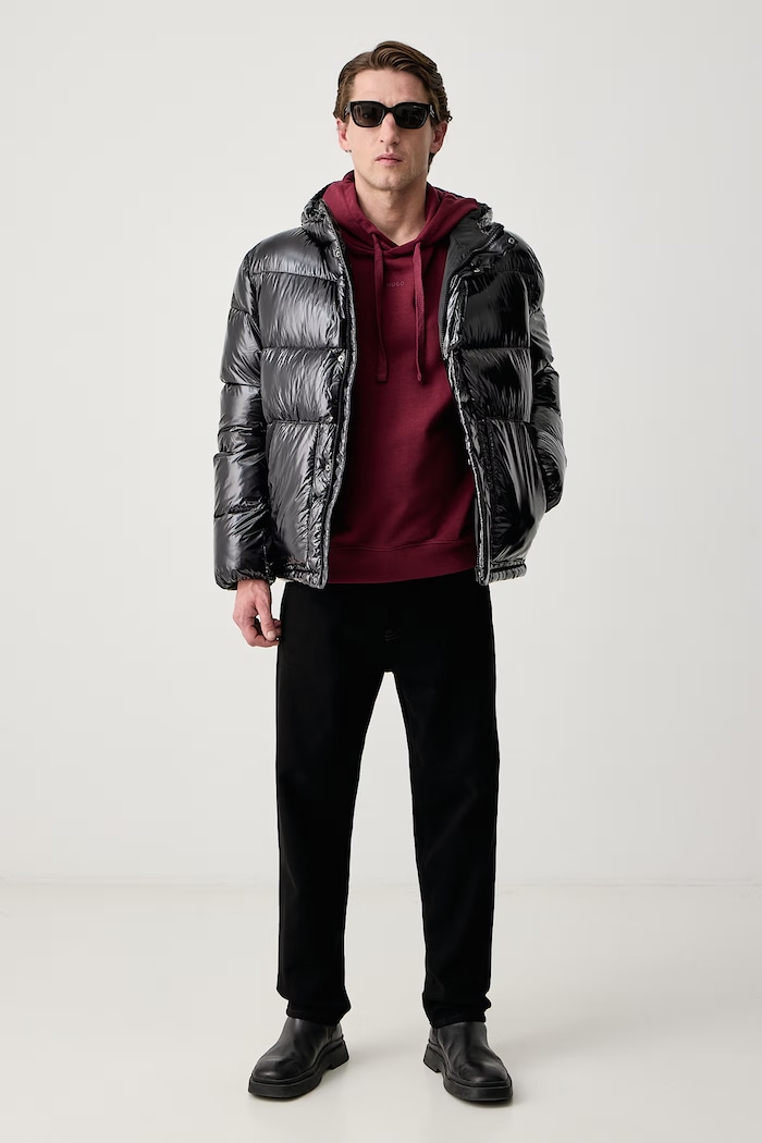HUGO Bluza z kapturem męska bawełniana Dapo 50486478 bordowy SS26