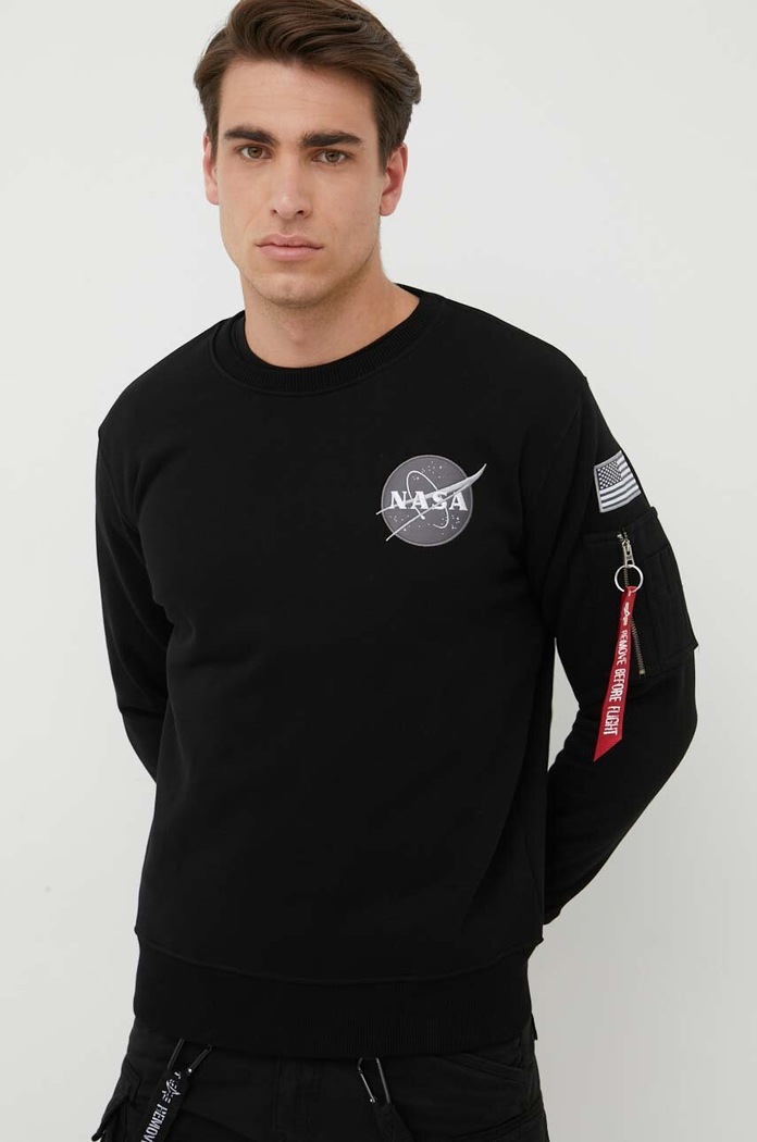 Alpha Industries Bluză Space Shuttle Sweater negru 178307.03