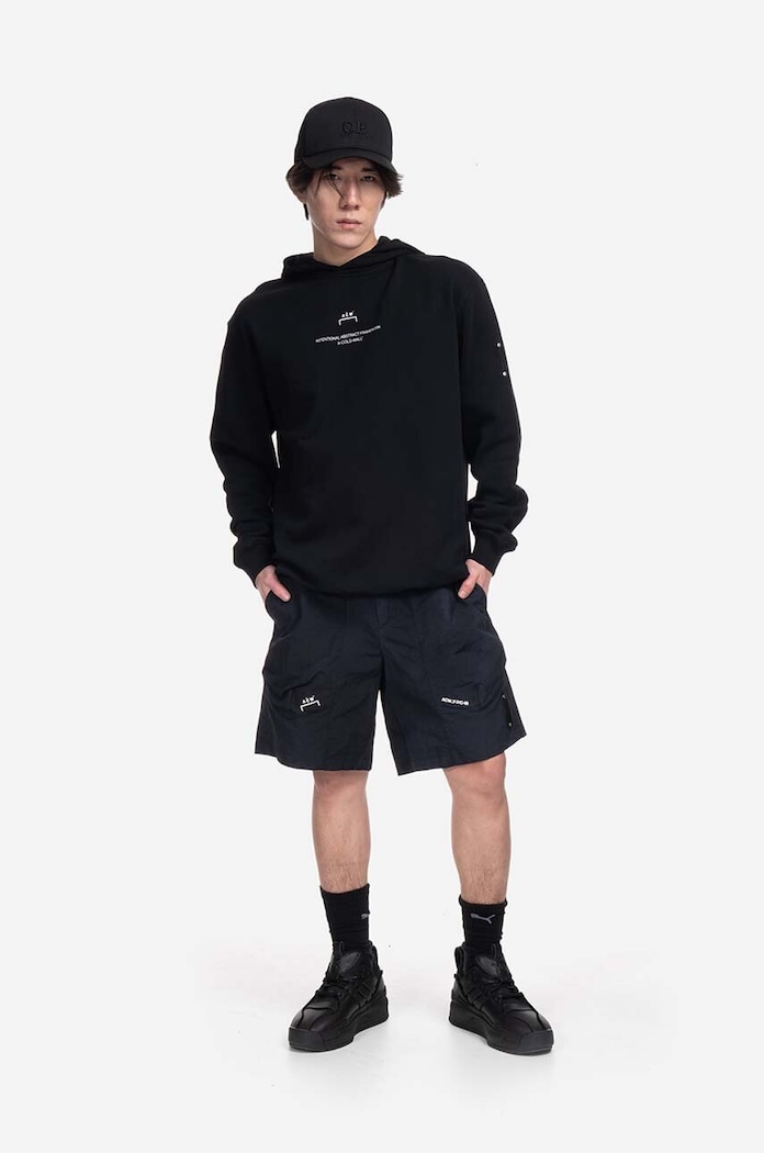 Bavlněná mikina A-COLD-WALL* Brutalist Hoodie ACWMW094 černá SS23