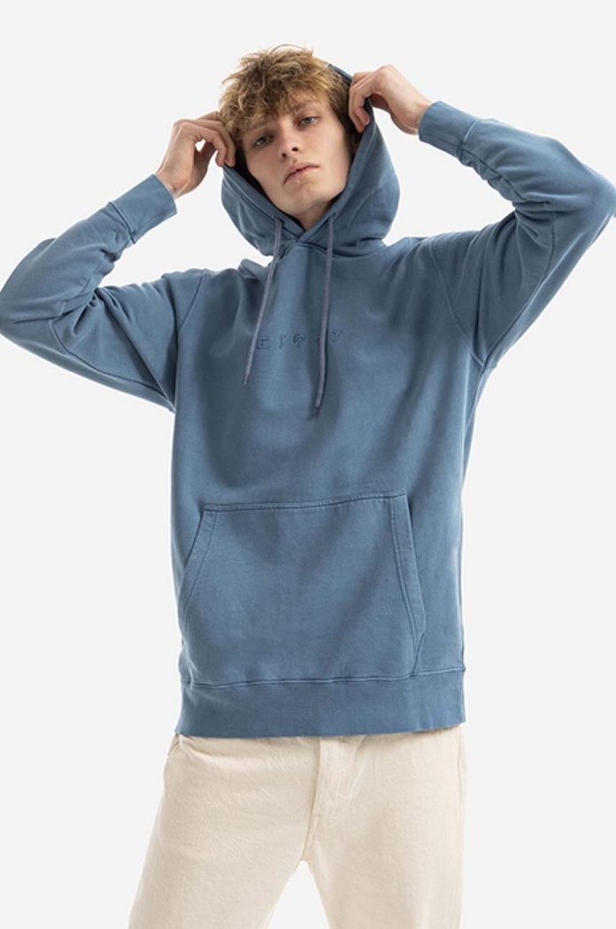 Edwin cotton sweatshirt Natural cotton turquoise I030363.7WNG