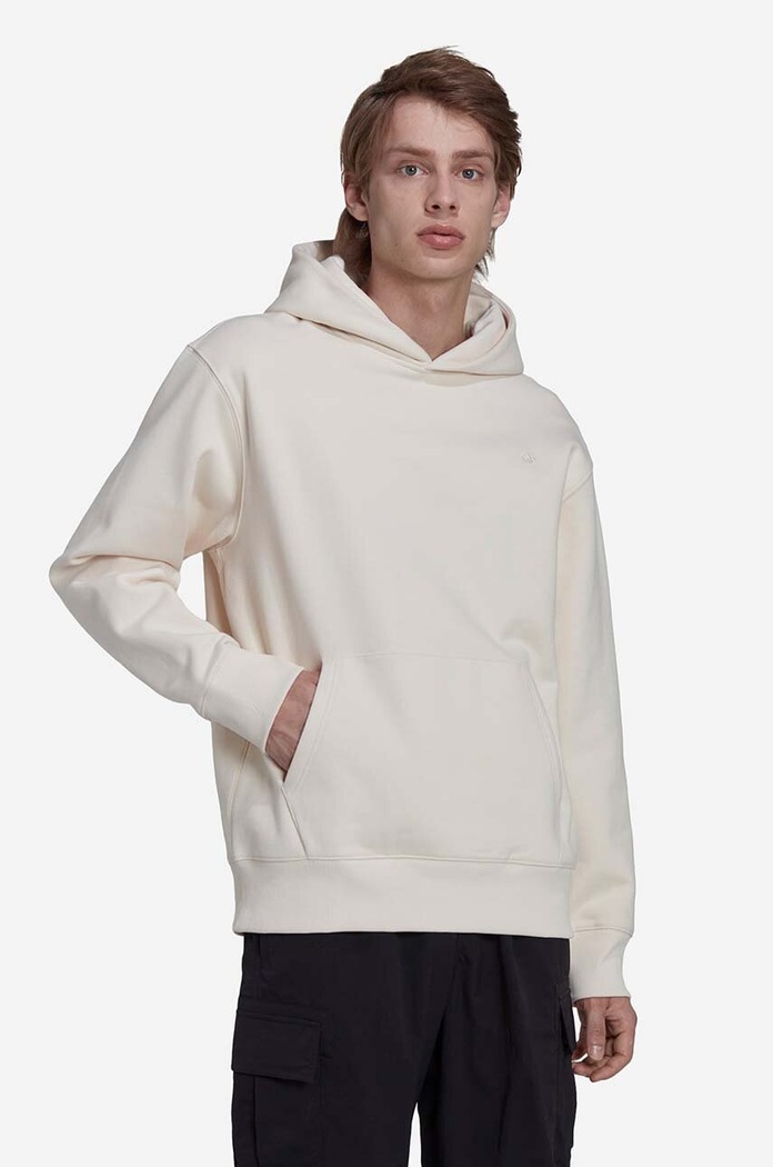 Mikina adidas Originals jednofarebný béžová HK0318