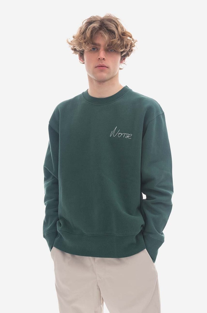 Norse Projects hanorac de bumbac uni verde N20.1347.8112