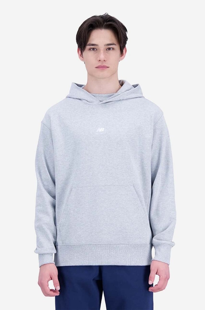 Bavlněná mikina New Balance šedá MT31502AG