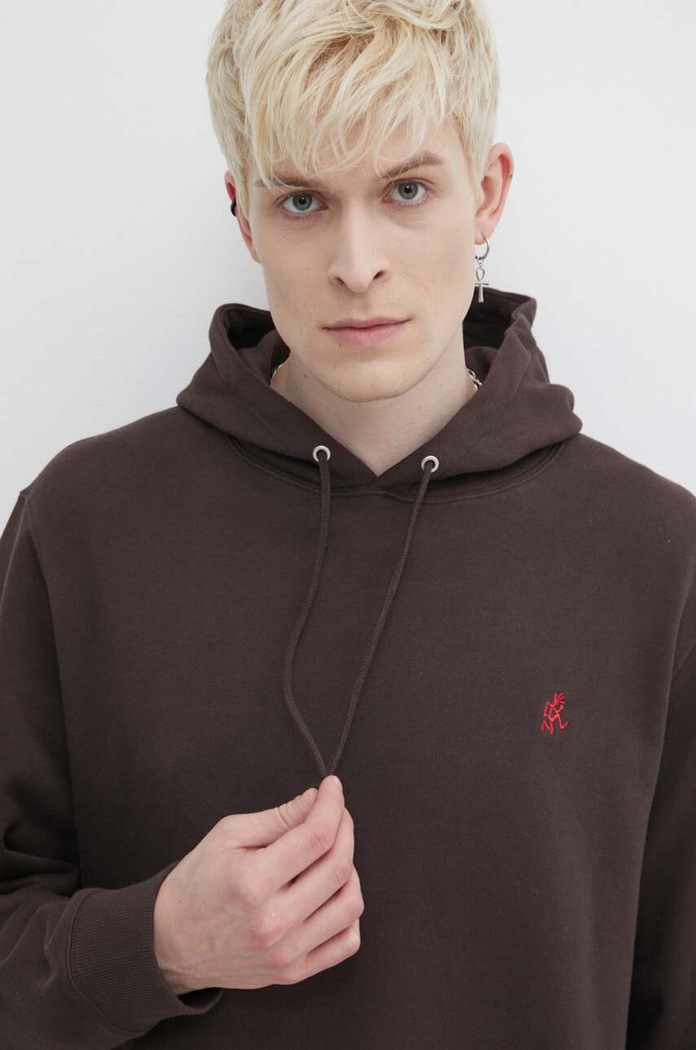 Bavlněná mikina Gramicci One Point Hooded Sweatshirt hnědá G303.FT