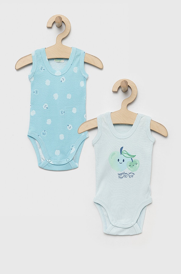 United Colors of Benetton body din bumbac pentru bebelusi 2-pack Produs pentru bebe albastru 3GI70B00F.W.SEASONAL