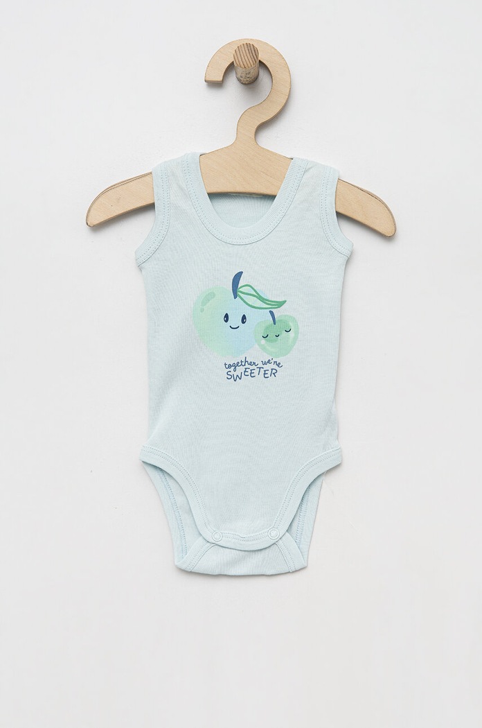 United Colors of Benetton body din bumbac pentru bebelusi 2-pack 3GI70B00F.W.SEASONAL albastru SS23