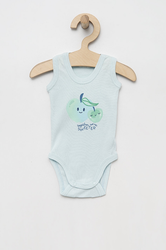 United Colors of Benetton body din bumbac pentru bebelusi 2-pack 3GI70B00F.W.SEASONAL albastru SS23