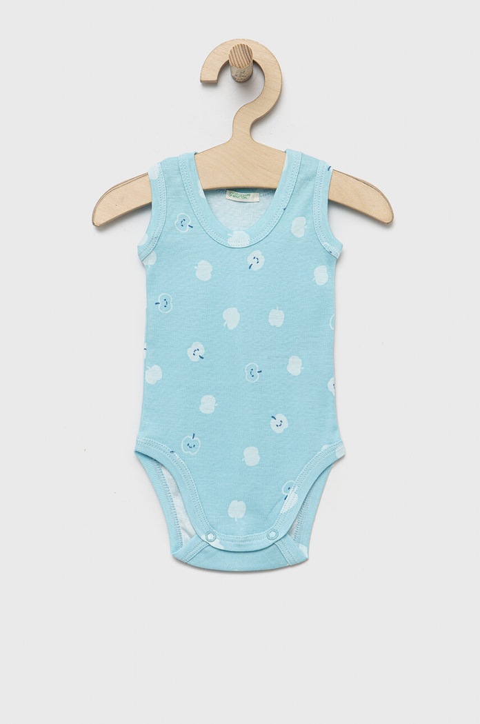 Fete United Colors of Benetton body din bumbac pentru bebelusi 2-pack 3GI70B00F.W.SEASONAL albastru