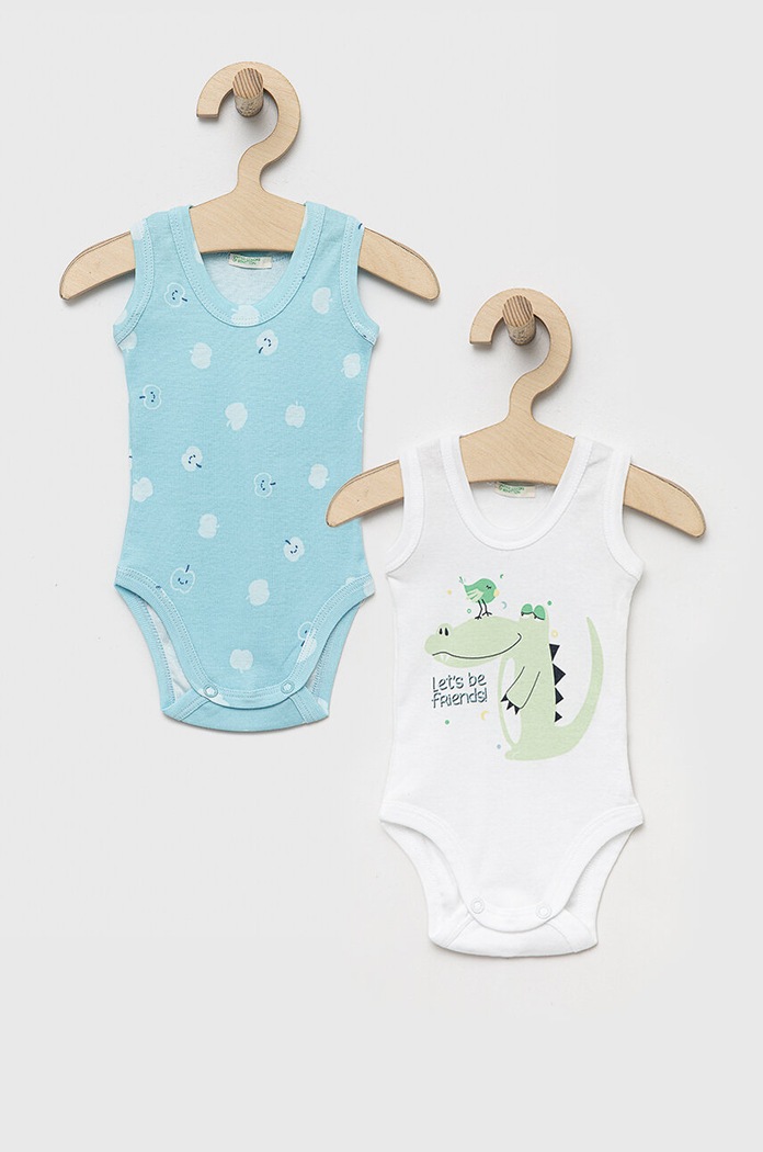 United Colors of Benetton body bawełniane niemowlęce 2-pack Produkt niemowlęcy niebieski 3GI70B00G.W.SEASONAL