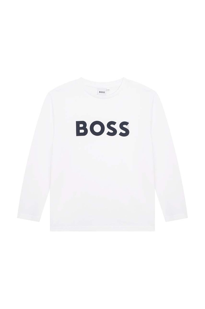 Detská bavlnená košeľa s dlhým rukávom BOSS bavlna biela J25P25.162.174