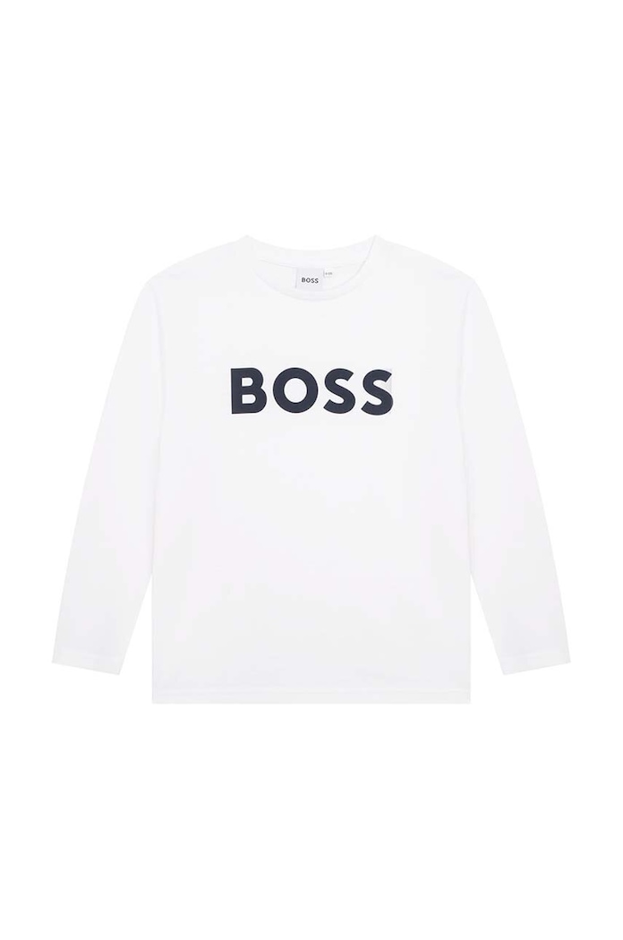 Detská bavlnená košeľa s dlhým rukávom BOSS bavlna biela J25P25.162.174