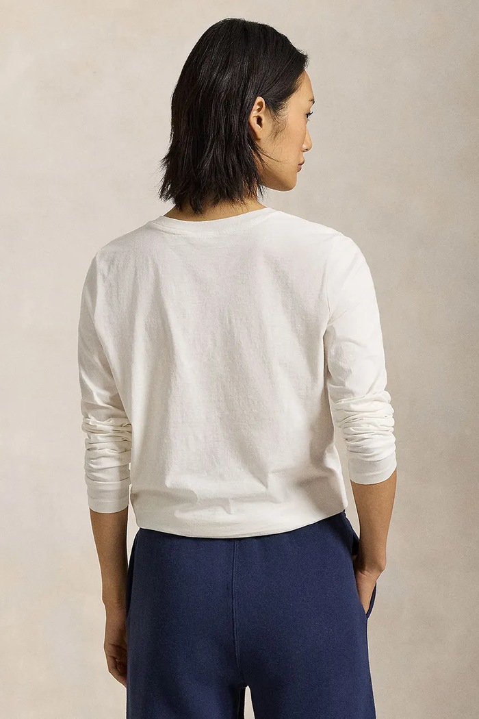 Bavlněné tričko s dlouhým rukávem Polo Ralph Lauren 211898699 bílá AW25