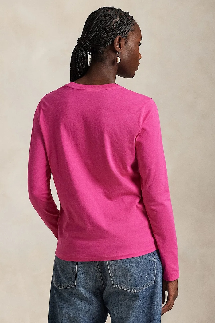 Bavlněné tričko s dlouhým rukávem Polo Ralph Lauren 211898699 růžová AW25