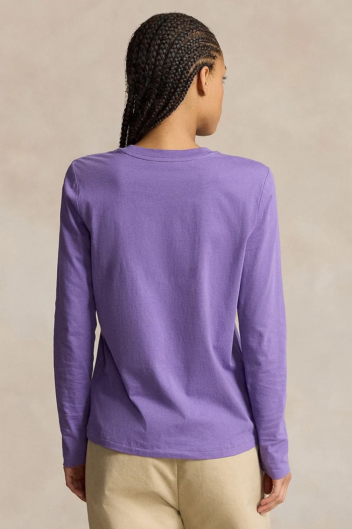 Bavlněné tričko s dlouhým rukávem Polo Ralph Lauren 211898699 fialová AW25