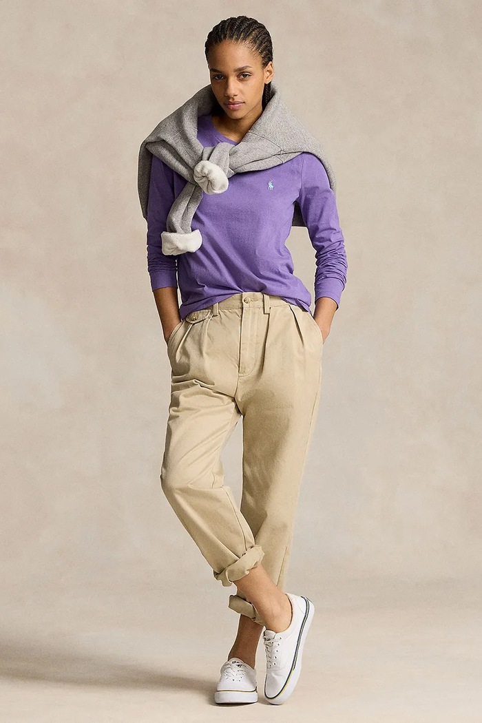 Oblečení Bavlněné tričko s dlouhým rukávem Polo Ralph Lauren 211898699 fialová
