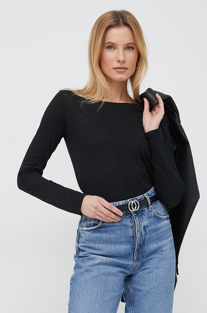 Sisley longsleeve uni negru 3TNHL119S.100..