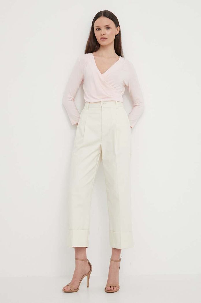 Tričko s dlouhým rukávem Lauren Ralph Lauren 200824366 růžová AW25