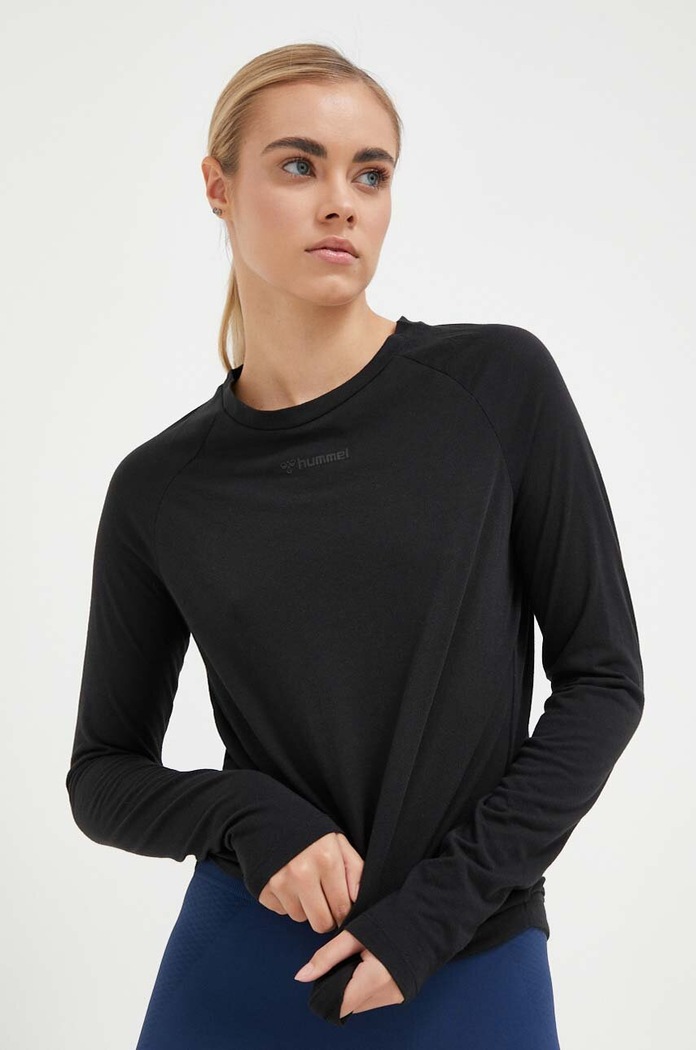Tréninkové tričko s dlouhým rukávem Hummel hmlMT VANJA T-SHIRT hladký černá 214244
