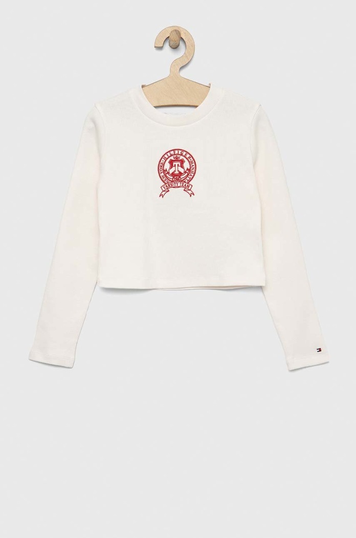 Παιδικό μακρυμάνικο Tommy Hilfiger απλικέ μπεζ KG0KG07053.PPYX