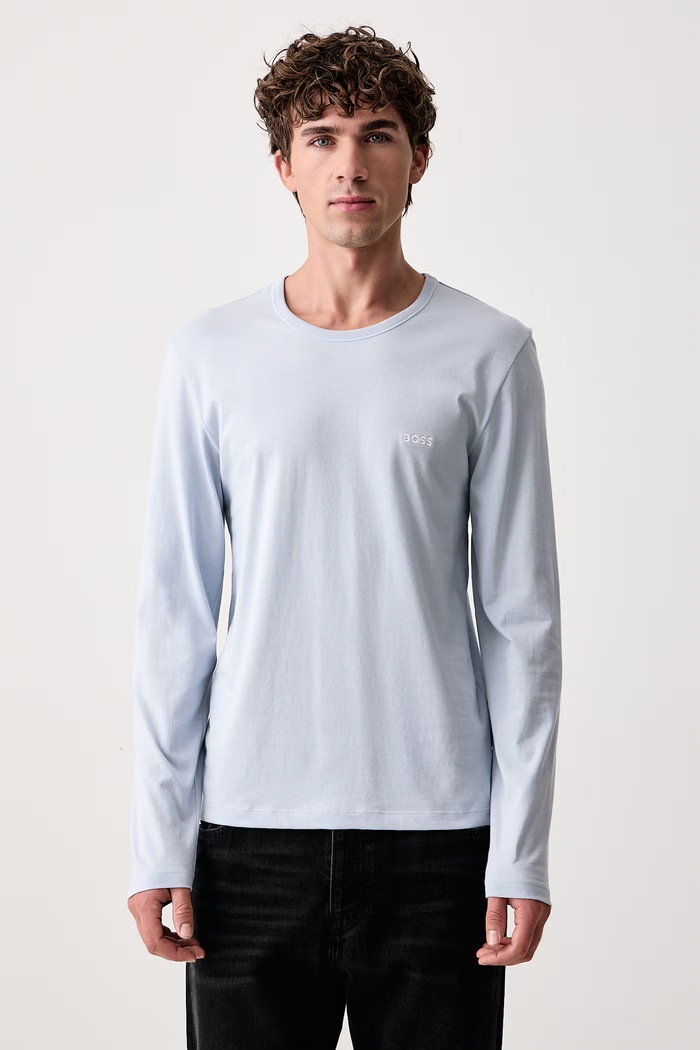 BOSS Longsleeve męski bawełniany LSShirtRN 3P Classic 3-pack 50492321 niebieski SS26