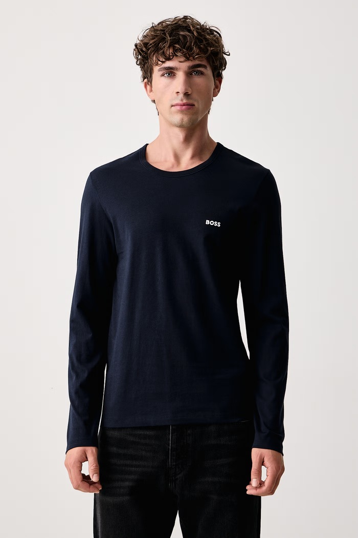 Odzież BOSS Longsleeve męski bawełniany LSShirtRN 3P Classic 3-pack 50492321 niebieski