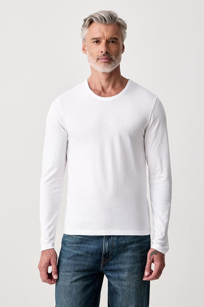 BOSS Tričko s dlhým rukávom pánske bavlnené LSShirtRN 3P Classic 3-pak 50492321 hnedá SS26