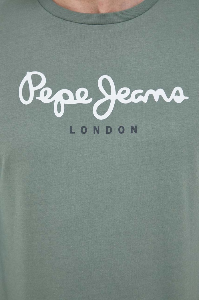 Bavlněné tričko s dlouhým rukávem Pepe Jeans Eggo zelená PM508209.674