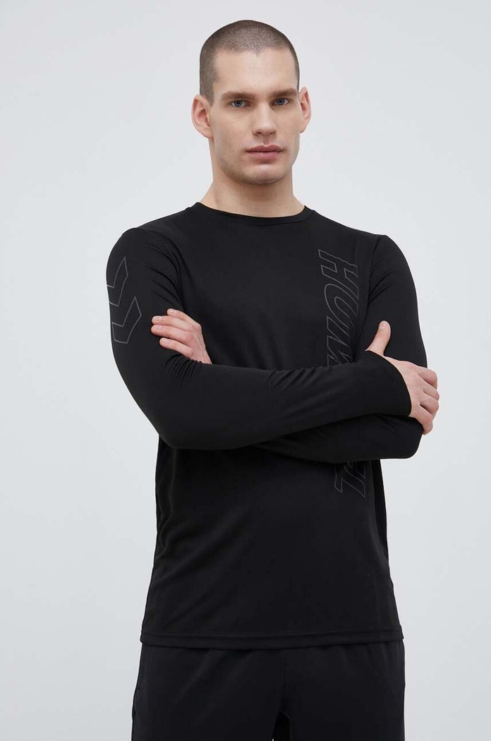 Tréninkové tričko s dlouhým rukávem Hummel hmlTE TOPAZ T-SHIRT potisk černá 213476