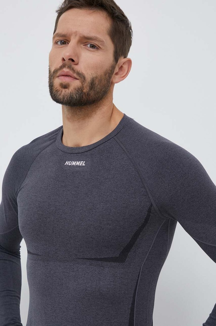 Tréninkové tričko s dlouhým rukávem Hummel Mike slim šedá 213759