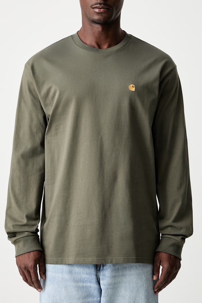 Carhartt WIP Carhartt WIP L/S Chase T-Shirt I026392 PHOENIX/GOLD longsleeve męski bawełniany I026392 zielony