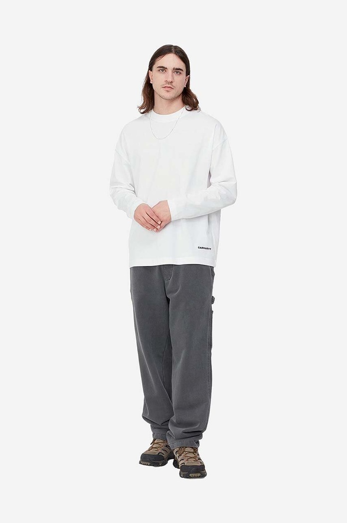 Carhartt WIP cotton longsleeve top Link Script I031372 white SS23