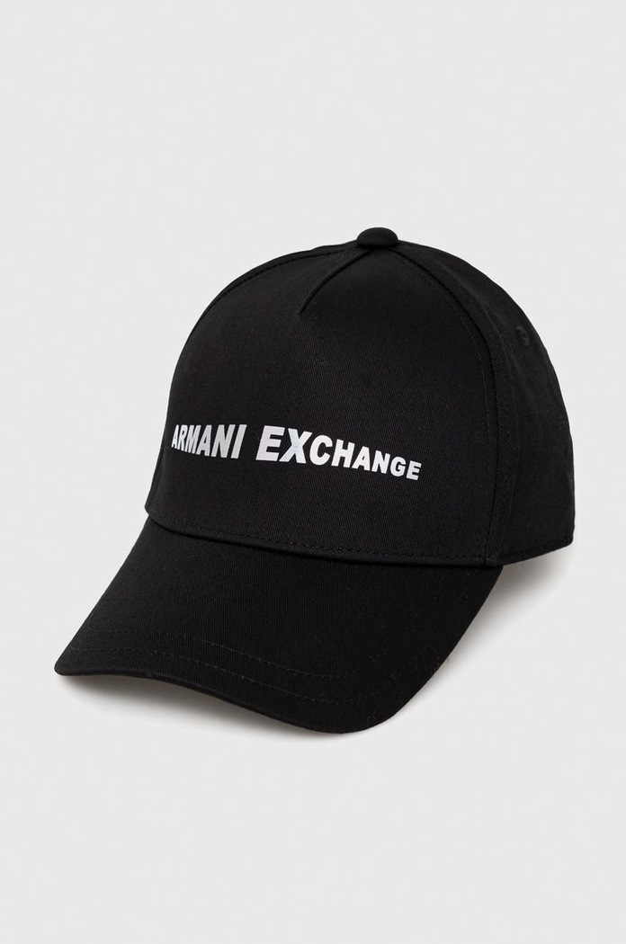 Armani Exchange czapka z daszkiem bawełniana nadruk czarny 944201.3R100