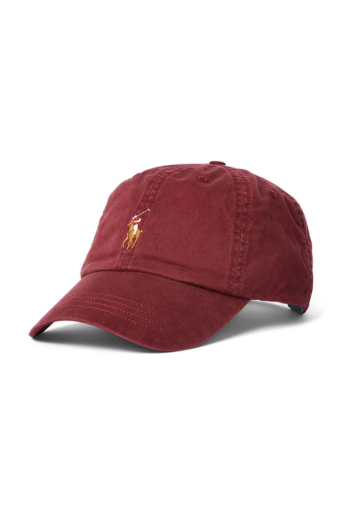 Polo Ralph Lauren Czapka z daszkiem z bawełną czerwony 710834737