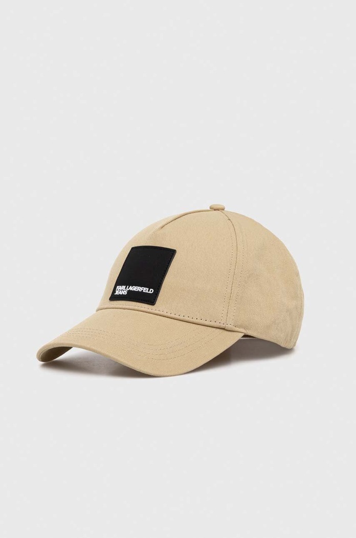 Bavlněná baseballová čepice Karl Lagerfeld Jeans bavlna béžová 231J3401