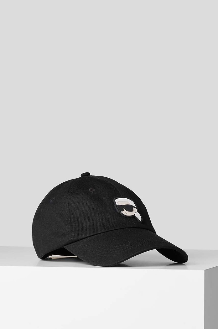 Karl Lagerfeld czapka z daszkiem bawełniana aplikacja czarny 230W3401