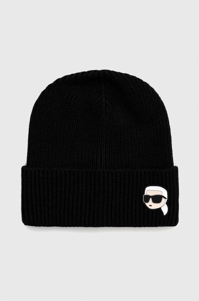 Karl Lagerfeld czapka z domieszką kaszmiru z domieszką wełny czarny 230W3422