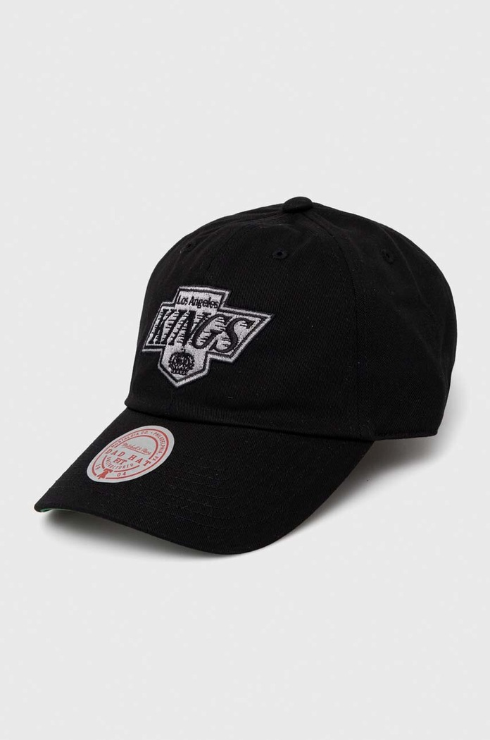 Βαμβακερό καπέλο του μπέιζμπολ Mitchell&Ness Los Angeles Kings απλικέ μαύρο HLUX5369.LAKYYPPPBLC