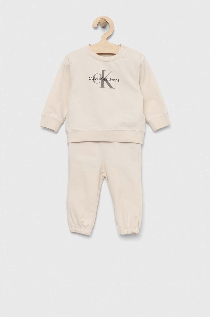 Σετ μωρού Calvin Klein Jeans με ελαστάν μπεζ IN0IN00011.PPYX