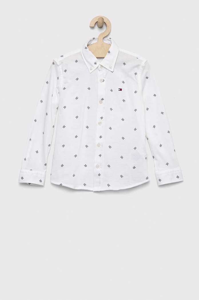 Tommy Hilfiger koszula bawełniana dziecięca długi biały KB0KB08008.PPYX