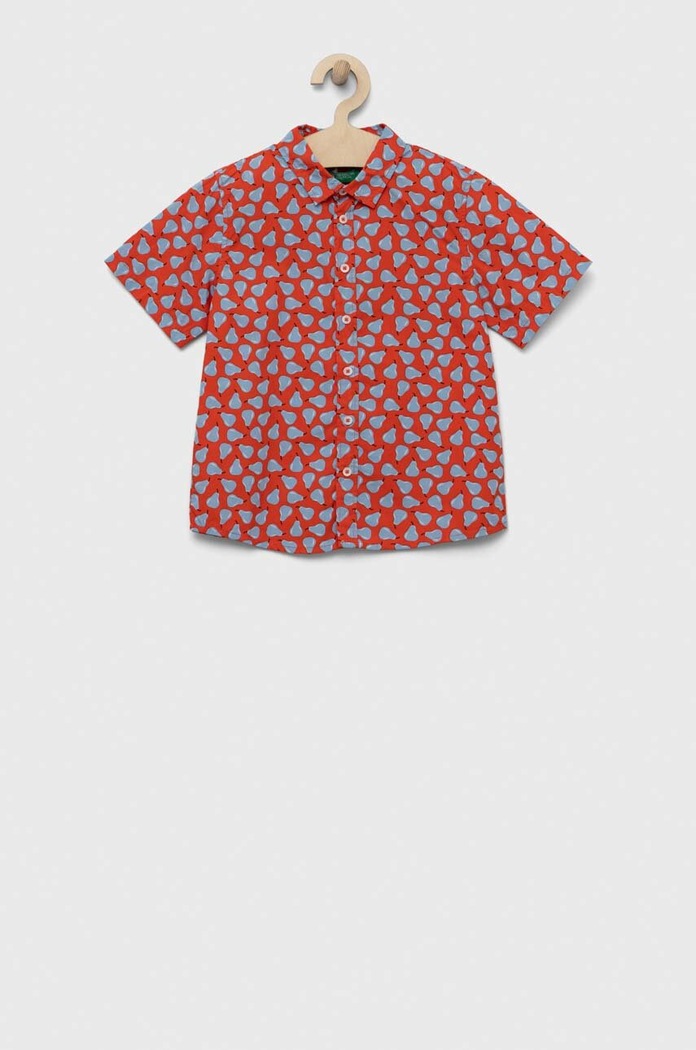 Dětská bavlněná košile United Colors of Benetton krátký červená 5JFLGQ010.P.SEASONAL