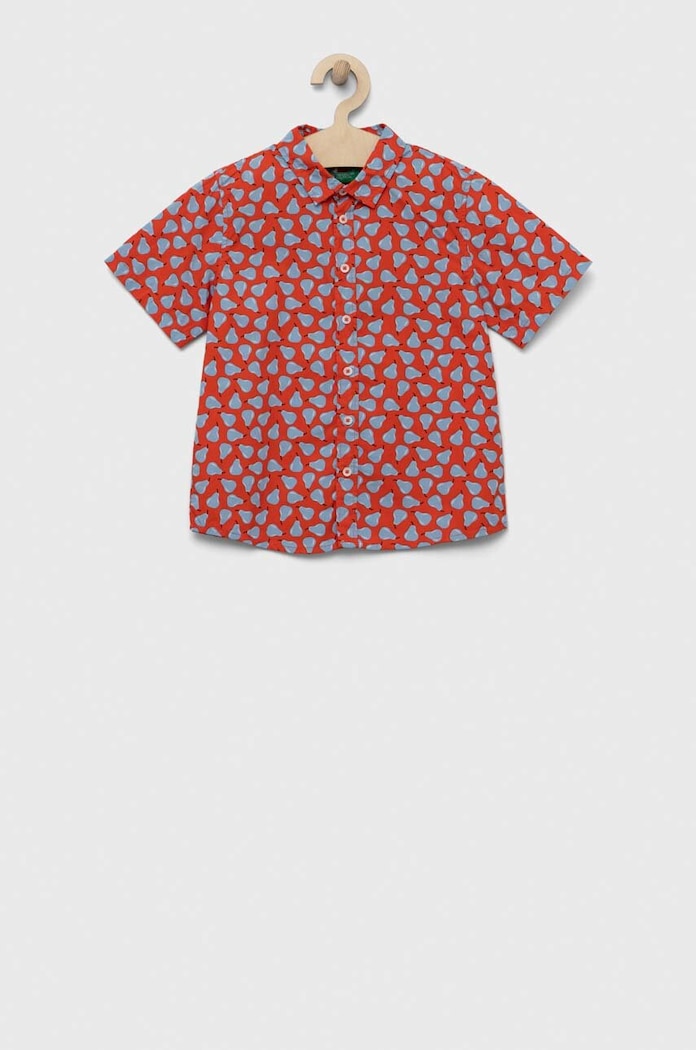 Dětská bavlněná košile United Colors of Benetton krátký červená 5JFLGQ010.P.SEASONAL