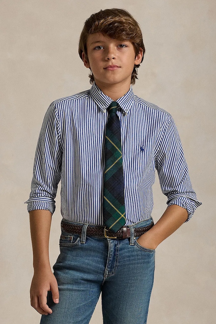 Chlapec Detská bavlnená košeľa Polo Ralph Lauren 323862260002 tmavomodrá