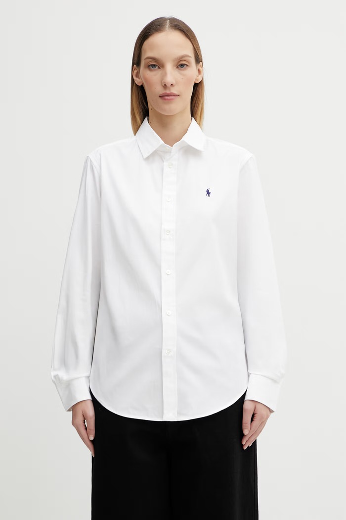 Хлопковая рубашка Polo Ralph Lauren гладкий белый 211891376