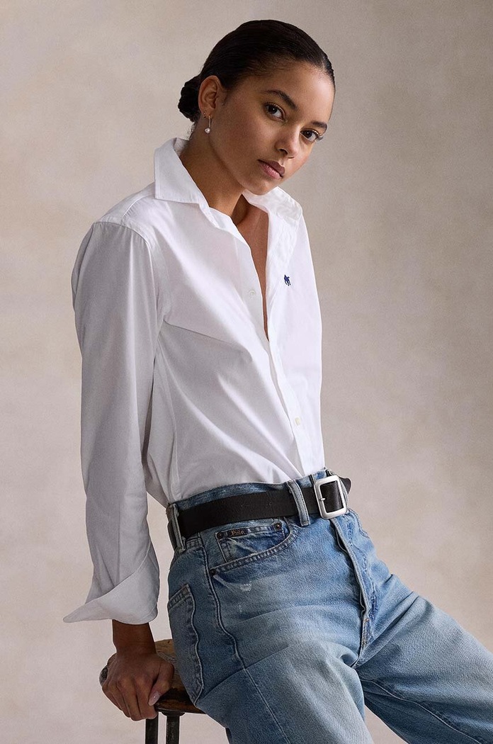Памучна риза Polo Ralph Lauren бял 211891376