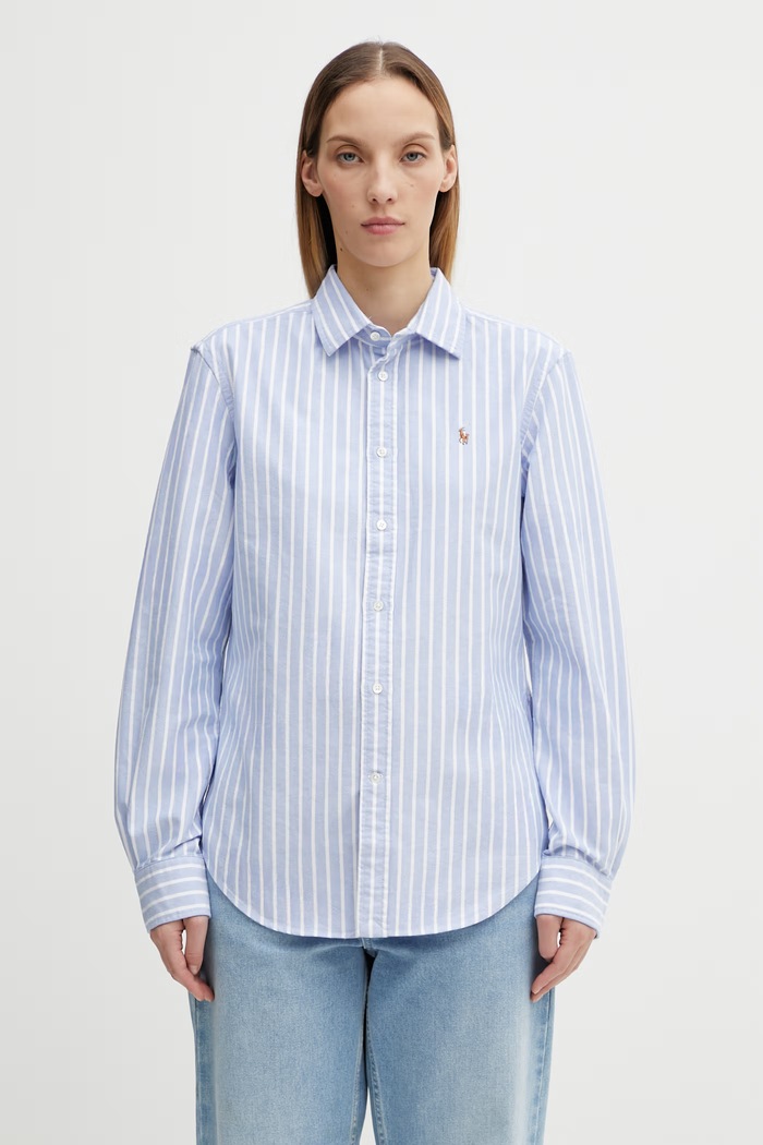 Бавовняна сорочка Polo Ralph Lauren гладкий блакитний 211891377
