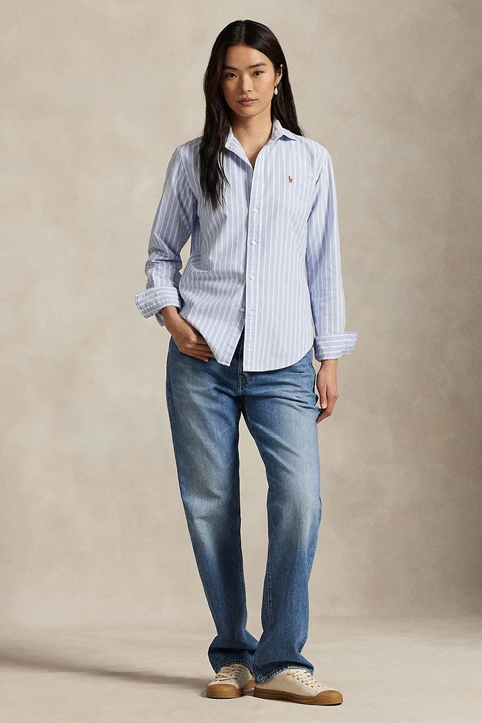 Odzież Polo Ralph Lauren koszula bawełniana 211891377 niebieski