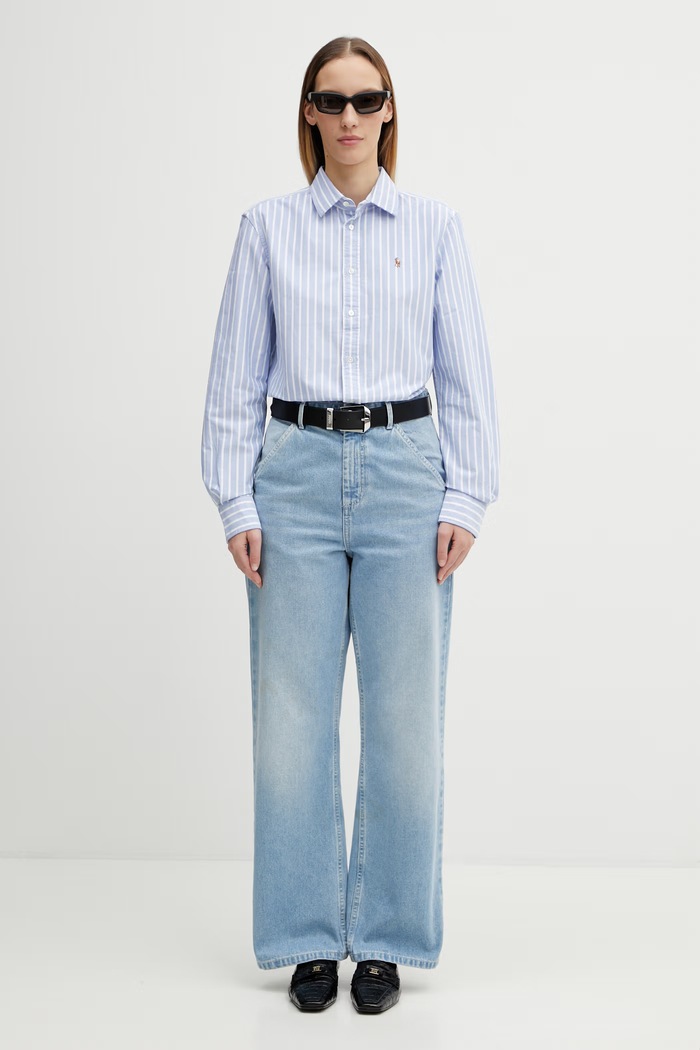 Бавовняна сорочка Polo Ralph Lauren 211891377 блакитний