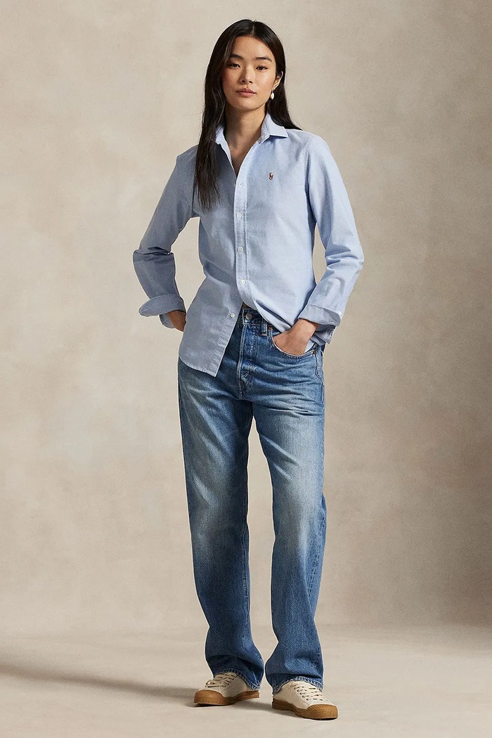 Odzież Polo Ralph Lauren koszula bawełniana 211891377 niebieski